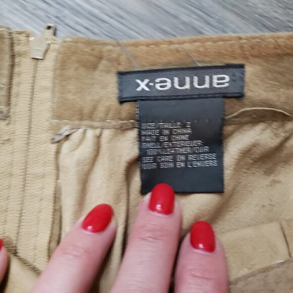 Anne-x Vintage Tiered Boho Suede Skirt Sz 2 Small - Picture 3 of 5